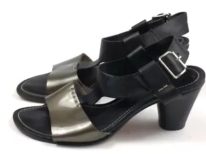 AGL Black T Strap Open Toe Heels Size 35.5 Atillio Giusti Leombruni Italy - Picture 1 of 9