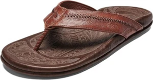 Olukai Men's Size 10 Hiapo Flip Flop Comfort Sandals-Rum/Dark Wood NEW - Picture 1 of 3
