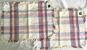 Hand Woven Cotton Plaid Country Placemats Made in India Set of 2 - Picture 1 of 4