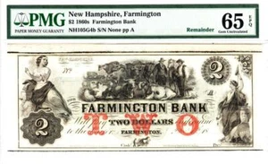 Farmington Bank, NH $ 2 Rest PMG 65 EPQ EDELSTEIN UNZIRKULIERT - WOW ERSTAUNLICH!!! - Bild 1 von 1