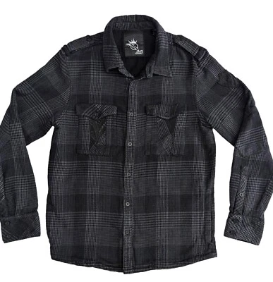 Chaqueta aislante forrada de franela Lost Med 41X29 negra a cuadros en el pecho y bolsillos laterales Foto 1 de 4