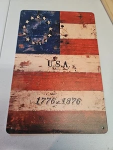 Betsy Ross Flag USA Rustic-looking Metal Sign. 8x12 - Picture 1 of 5
