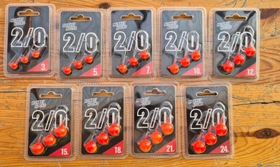 Monkey Lures MONKEY HOOK 2/0 ROT Set -je 1x alle Gewichte Jigkopf Jighaken Head - Bild 1 von 2