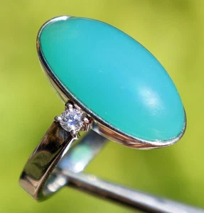 MASSIVER RING PLATIN GRÜN-BLAU OVALER STEIN DIAMANT SCHWER 11,4 GRAMM VINTAGE - Bild 1 von 9