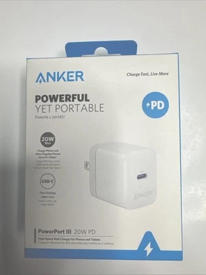 Cargador de Pared Rápido Anker PowerPort III 20W USB-C PD Alta Velocidad Nuevo Caja Sellada Foto 1 de 4