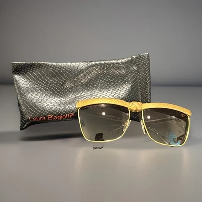 Винтажные солнцезащитные очки Laura Biagiotti золотистые P35 42D квадратные с чехлом Италия 140 - Изображение 1 из 4