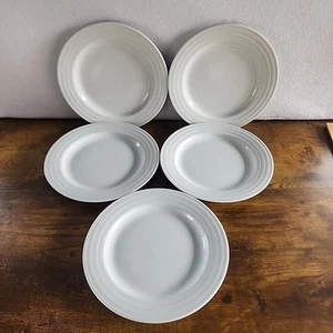 Set of 5 Crate & Barrel Spal Portugal Roulette Ribbed Salad Plates White 8 1/4" - Picture 1 of 7