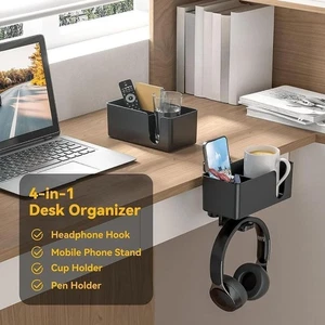 4-in-1 Tableside Storage Box 360° degree Rotating Water Cup Holder School - Photo 1/16