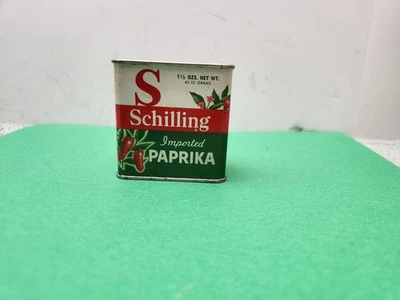 Lata de especias chelín importado pimentón naranja blanco y verde Foto 1 de 4