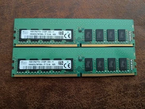 LOT 2 32GB (2X16GB) Hynix 16GB DDR4-2133 ECC Server Memory RAM HMA82GU7MFR8N-TF - Picture 1 of 2