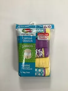 Girls Fruit Of The Loom Purple Yellow Briefs 5 pack Size 12 NEW! - Picture 1 of 2