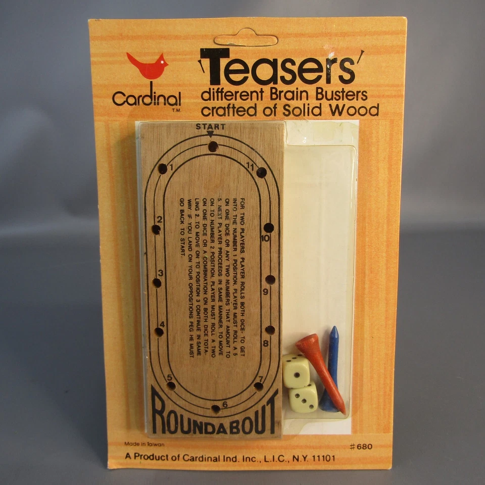 Vintage Cardinal Teasers Wooden Roundabout Brain Buster Game Old Stock