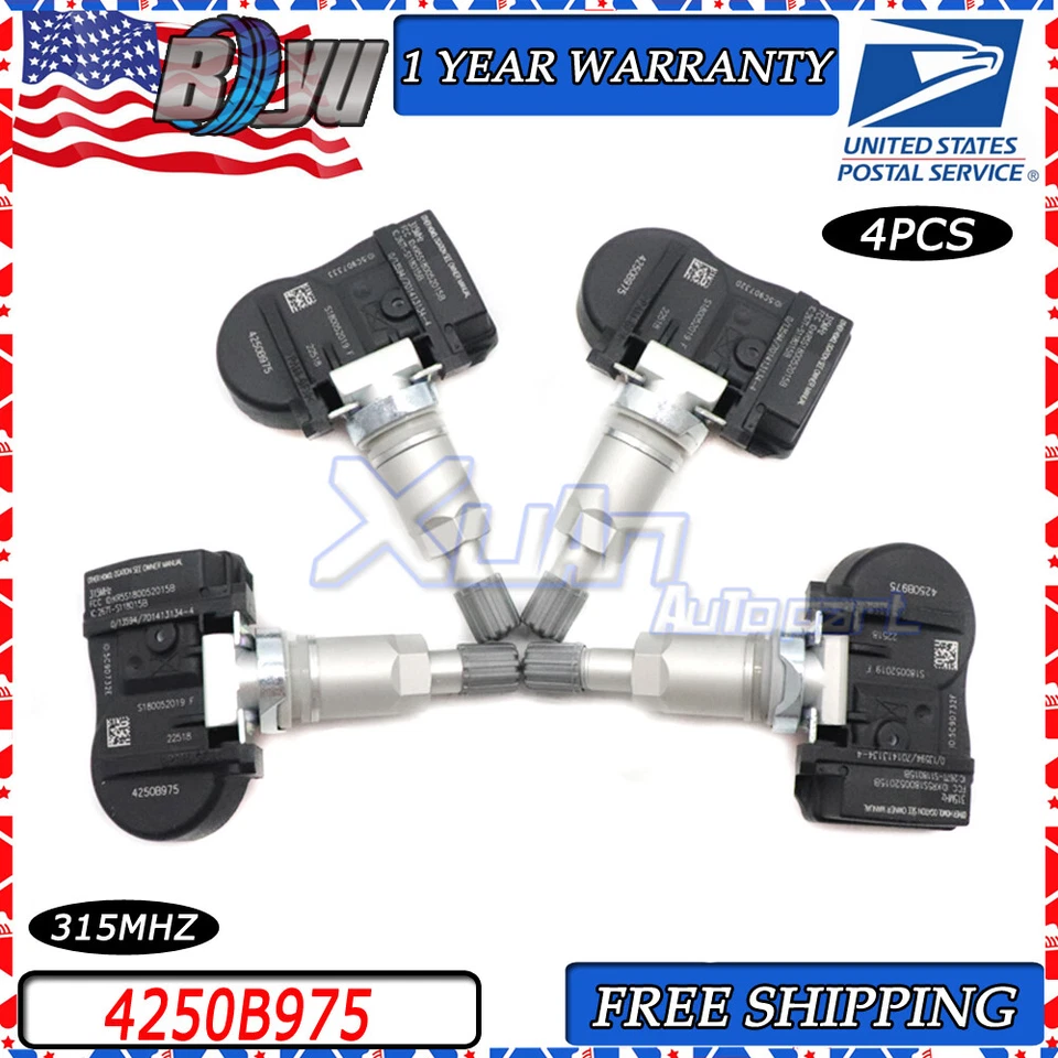 Sensor de presión de neumáticos TPMS 315MHZ para Mitsubishi Mirage 2014-2020 4 piezas Foto 1 de 4