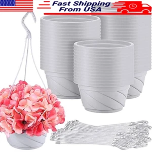 50 Pcs Plastic Hanging Planter Pots Containers Holders Plants Drainage Hooks New - Picture 1 of 6