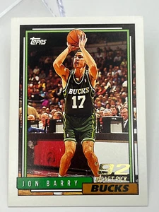 1992-93 Topps '92 Draft Pick NBA Basketball RC #348 Jon Barry Milwaukee Bucks - Picture 1 of 2