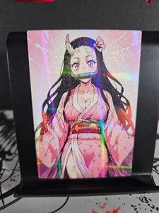 Tarjeta de arte Nezuko Kamado Demon Slayer Holo Brillo Anime Sexy Waifu CCG - Imagen 1 de 3