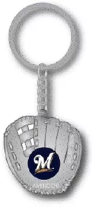 MLB Chrome Glove With Logo in Palm Key Chain Milwaukee Brewers AMINCO - Picture 1 of 1
