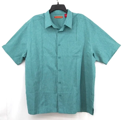 Camisa Havanera Para Hombre Talla XL Verde azulado Dobladillo Recto Manga Corta Informal Abotonada Foto 1 de 4