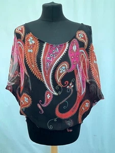 Jane Norman Paisley Print Cold Shoulder Blouse Size 10 Chiffon - Picture 1 of 8