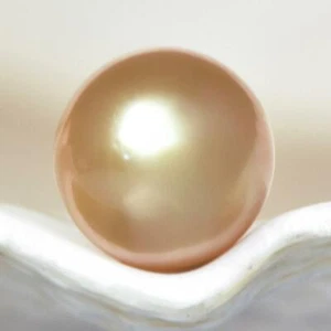 South Sea Pearl Golden Round 8.51 mm from Papua New Guinea 0.87 g Undrilled - Picture 1 of 7