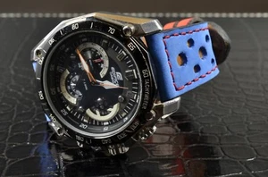 PULSERA RELOJ 24 22MM AZUL ROJO AUTÉNTICO NUBUK PIEL RACING BANDA MA STRAP JEREZ II - Imagen 1 de 10