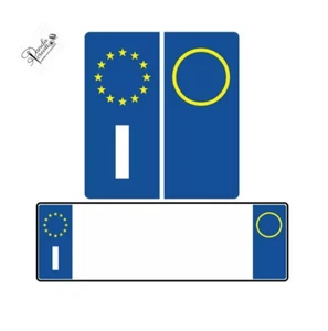 4 AUFKLEBER AUTOKENNZEICHEN UNIVERSAL ITALIEN ITALIEN EUROPA EUROPÄISCH PVC STERNE EU - Bild 1 von 3