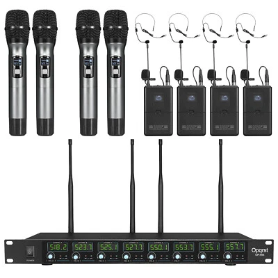OPQRST Wireless Microphone System 8 Channel Audio 4 Handheld 4 Headset 4 Lavalier Mic