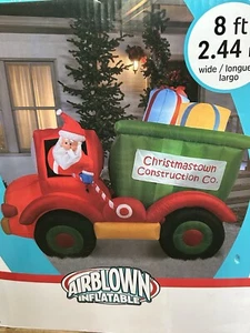 2016 Gemmy 8’ Animated Dump Truck W/Santa Lighted Christmas inflatable Airblown - Picture 1 of 7
