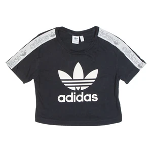 ADIDAS ORIGINALS Cropped Womens T-Shirt Black UK 6 - Picture 1 of 6