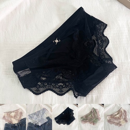 PRETTY LAVISH Pantalone donna lussuoso vita bassa in morbido raso con elegante dettaglio pizzo