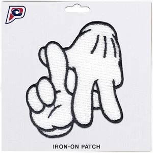 LA Los Angeles Fingers Sign Hands White Gloves Emoji Iron On Embroidered Patch - Picture 1 of 2
