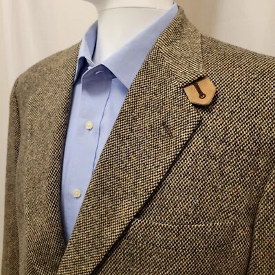 Stafford sport coat mens 43R brown wool barleycorn tweed jacket throat latch - Image 1 of 4