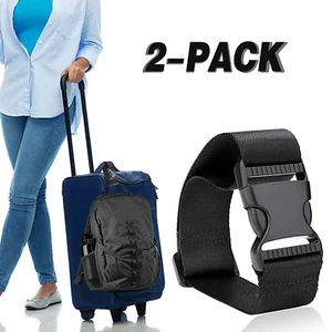 [2 Pack] Heavy Duty Luggage Straps for Suitcases Packing Belts Travel Bag Strap - Picture 1 of 5