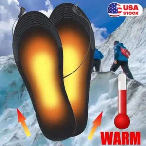 USB Electric Heated Insoles Foot Warmer Shoe Feet Heater Winter Warm Socks Boot - Picture 1 of 12