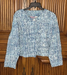 April Cornell Womens Jacket Medium Blue White Office Professional Everyday - Picture 1 of 11