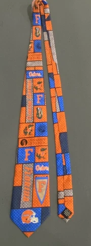 Vintage University of Florida Gators Neck Tie Silk Blue & Orange Eagle Neckwear Cover