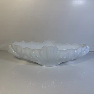 Vintage 1950's Jeanette White Milk Glass Gondola Fruit or Centerpiece Bowl 17.5" - Picture 1 of 7