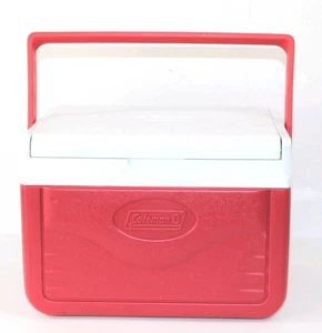 Vtg 1990s Coleman Flip Lid Cooler Lunch-Box Model #5205 Red & White - Picture 1 of 11