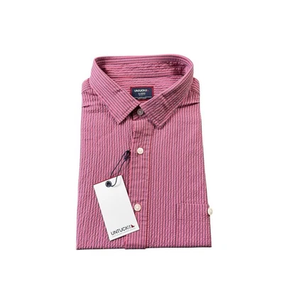 Untuckit Red Blue Striped Seersucker S/S Men’s Burton Front Size XL NWT  - Image 1 of 4