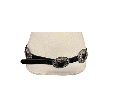 Cinturón Forever 21 Western Concho para mujer M/L negro imitación cuero plata hebilla boho Foto 1 de 4