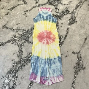 Conner Ives Kleid Damen Größe S Weiß Mehrfarbig Batikmuster Lang Stehkragen - Bild 1 von 8