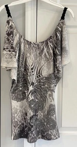 BEAUTIFUL WOMAN’S UNIQUE BUTTERFLY/FLORAL TRENDY TOP SIZE S - Picture 1 of 24