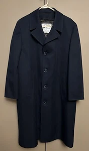 London Fog Maincoat Men’s 40 R Navy Blue Trench Coat Detachable Fleece Lining - Picture 1 of 24