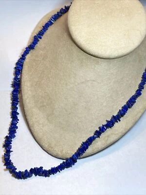 COLLAR CUENTAS PEPITAS LAPISLÁZULI RADIANTE VIBRANTE BROCHE RELLENO ORO 12K 1/20 Foto 1 de 4