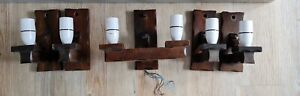 5 x Traditional Rustic Wooden Light Wall Light Bracket Sconce double single set