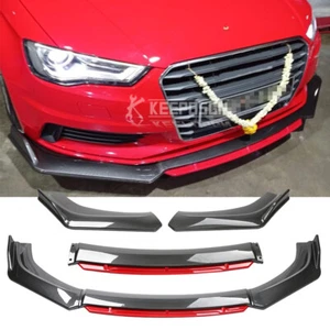 For Audi A3 A4 S3 S4 RS3 RS4 Carbon Front Bumper Lip Splitter Spoiler Body Kit - Picture 1 of 10