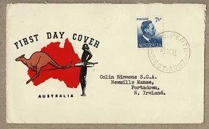 Australia 1951 Guthrie 7½d KGVI Generic Kangaroo Map FDC 145mm x 89mm Cover - Picture 1 of 1