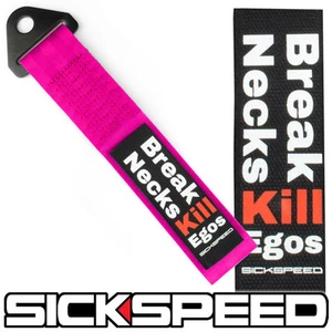 PINK HIGH STRENGTH RACING TOW STRAP BREAK NECKS KILL EGOS BADGE P11 - Picture 1 of 1