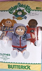 VTG Butterick Cabbage Patch Kids Pattern 6511 Doll Clothes Sweats Uncut 1984 USA - Picture 1 of 7