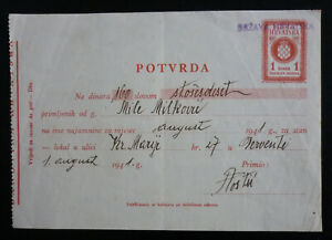 Croatia 1. VIII 1941 Provisory NDH WWII Rubber Overprint DRZAVA HRVATSKA-Bill A1